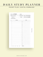 D108 | Daily Study Planner Inserts Printable Template