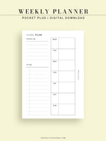 W108 | Week on a Page, Weekly Planner Printable Inserts Template