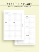 Y105 | Year on 2 Pages, Grid Layout