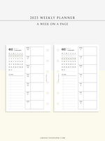 W108_01GX_WO1P_2023 | 2023 Dated Weekly Planner Inserts Printable Template