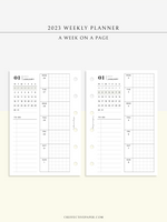 W108_01G_WO1P_2023 | 2023 Dated Weekly Planner Inserts Printable Template