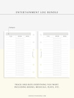 T121 | TV Series Tracker, Movie Journal, Entertainment Log Bundle
