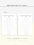 T121 | TV Series Tracker, Movie Journal, Entertainment Log Bundle