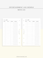 T121 | TV Series Tracker, Movie Journal, Entertainment Log Bundle