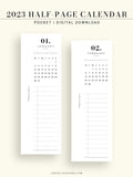 M118_2023 | 2023 Half-Page Calendar, Monthly Task list, Important Events Tracker