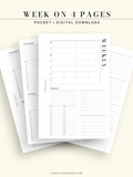 W117 | WO4P, Weekly 24-hour Schedule, To-do List Planner Template