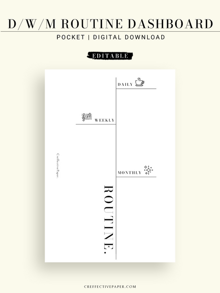 DA122 | Editable Daily & Weekly & Monthly Routine Dashboard ...