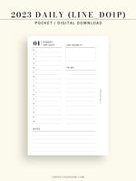 D111_C_2023 | 2023 Dated Daily Planner, Lined Layout, Day on a Page