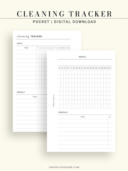 T120 | Monthly+Weekly+Daily Cleaning Tracker, Home Management ...