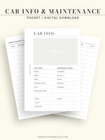 N111 | Vehicle Maintenance Log Printable, Car Repair Tracker Template