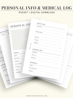 N113 | Personal Information & Medical Log Template