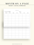 M111 | Horizontal Monthly Planner Printable Inserts, Month on a Page