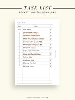 D103 | Daily Task List Printable, To-do List Organizer, Checklist Template