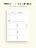 M108 | Monthly Overview, Month on a Page Printable Planner Inserts
