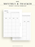 M106_G | Monthly Planner with 31 Days Habit Tracker Printable Inserts