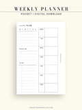 W108 | Week on a Page, Weekly Planner Printable Inserts Template