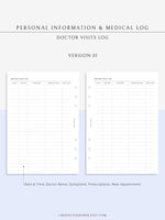 N113 | Personal Information & Medical Log Template