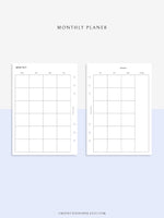 M101 | Basic Monthly Planner Printable Inserts for Minimalist