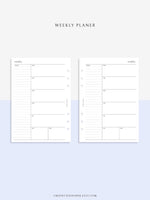 W107 | Week on a Page, Weekly Planner Printable Inserts, Monday Start