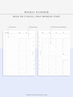 W112 | To-do List Type Weekly Schedule Planner Printable Inserts