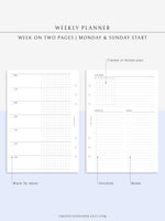 W110 | Week on 2 Pages, Weekly Planner & Tracker & Checklist