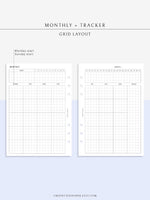 M106_G | Monthly Planner with 31 Days Habit Tracker Printable Inserts