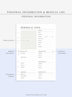 N113 | Personal Information & Medical Log Template