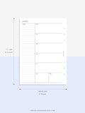 W107 | Week on a Page, Weekly Planner Printable Inserts, Monday Start