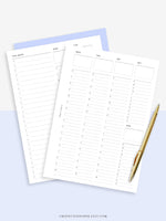 W112 | To-do List Type Weekly Schedule Planner Printable Inserts