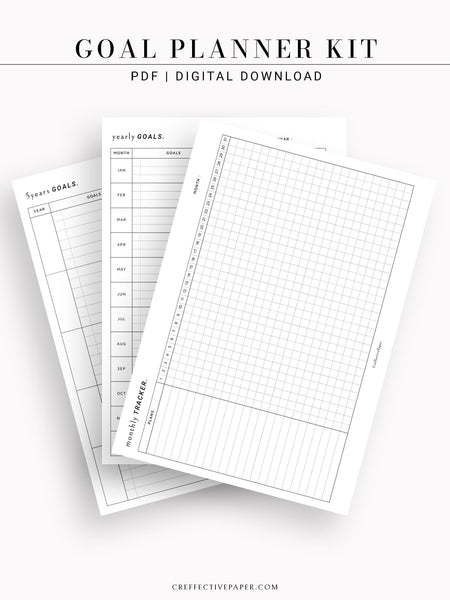 T101 | Goal Setting Planner Bundle Template for Business and Personal