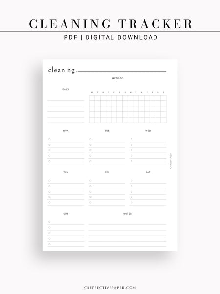 T115 | Cleaning Checklist Tracker Template