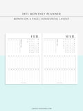 M113_H_2023 | 2023 Monthly Planner Printable (MO1P_Horizontal)