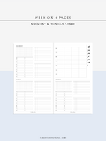 W117 | WO4P, Weekly 24-hour Schedule, To-do List Planner Template