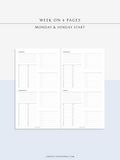 W117 | WO4P, Weekly 24-hour Schedule, To-do List Planner Template