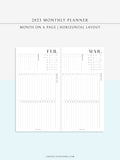 M113_H_2023 | 2023 Monthly Planner Printable (MO1P_Horizontal)