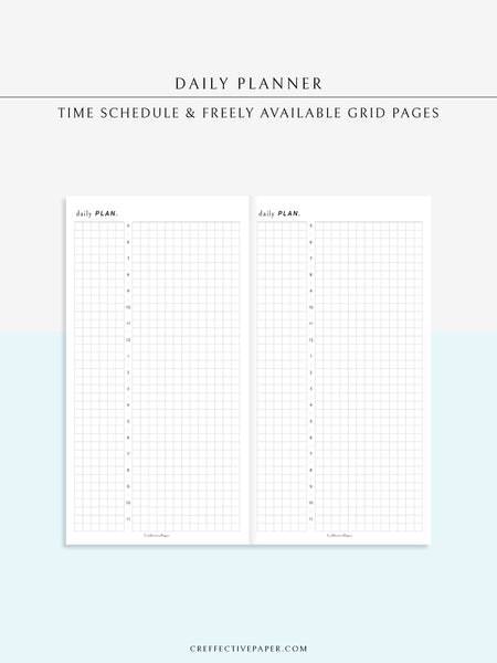 Daily Plan Grid D119 | Basic Daily Planner, Grid Lyaout, Day on a Page – CreffectivePaper