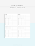 W117 | WO4P, Weekly 24-hour Schedule, To-do List Planner Template