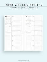 W108_01G_WO1P_2023 | 2023 Dated Weekly Planner Inserts Printable Template