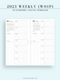 W108_01G_WO1P_2023 | 2023 Dated Weekly Planner Inserts Printable Template