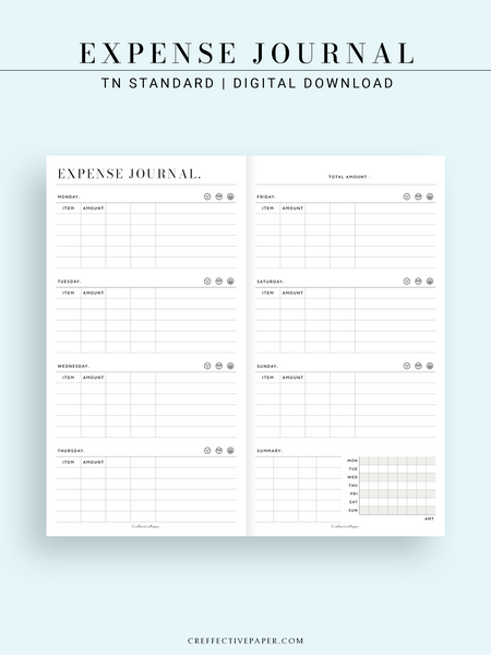 N126 | Expense Journal Pages, Weekly Spending Log, Financial Planner ...