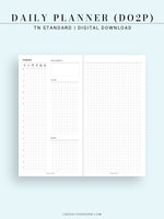 D111_DO2P | Day on Two Pages, Daily Planner Printable Inserts Template
