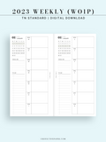 W108_01GX_WO1P_2023 | 2023 Dated Weekly Planner Inserts Printable Template
