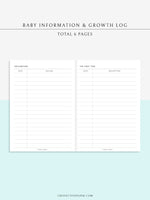 N112 | Baby Info & Growth Log & Vaccination Records Template