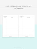 N112 | Baby Info & Growth Log & Vaccination Records Template