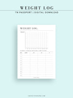 N121-1 | Weight Loss Log, Diet Organizer Template