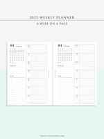 W108_01G_WO1P_2023 | 2023 Dated Weekly Planner Inserts Printable Template