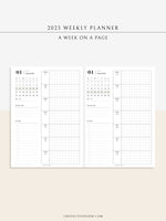 W108_01G_WO1P_2023 | 2023 Dated Weekly Planner Inserts Printable Template