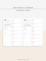 W108_01GX_WO1P_2023 | 2023 Dated Weekly Planner Inserts Printable Template
