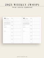 W108_01G_WO1P_2023 | 2023 Dated Weekly Planner Inserts Printable Template