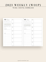 W108_01GX_WO1P_2023 | 2023 Dated Weekly Planner Inserts Printable Template